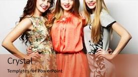  Presentation with sexy girl in stars - PPT theme enhanced with urban lifestyle - three stylish sexy hipster girls background and a coral colored foreground