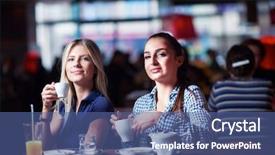  Presentation with coffee cup diary - Presentation design consisting of urban living fresh - happy girl friends have cup background and a  colored foreground