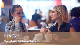  Presentation with pen laptop coffee cup clips - Presentation featuring urban living fresh - happy girl friends have cup background and a  colored foreground