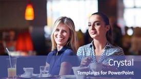  Presentation with cup coffee - PPT layouts enhanced with urban living fresh - happy girl friends have cup background and a  colored foreground