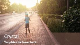  Presentation with toothpaste little kid boy brushing - Presentation theme consisting of urban living fresh - kid boy walking at alania background and a coral colored foreground