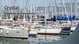  Presentation with marina - Presentation with urban marina in barcelona spain background and a light blue colored foreground