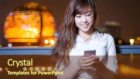  Presentation with little asian girl receiving vaccination - PPT theme with urban mobility - beautiful asian girl using mobilephone background and a tawny brown colored foreground