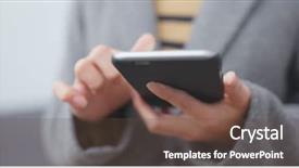  Presentation with urban - Presentation theme featuring urban mobility - business woman use of smart background and a tawny brown colored foreground