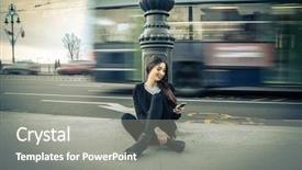  Presentation with urban - PPT theme having urban mobility - texting girl background and a gray colored foreground