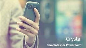  Presentation with phone - Slide set consisting of urban mobility - woman with mobile phone background and a seafoam green colored foreground