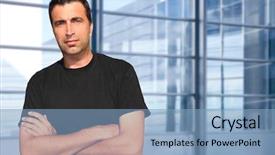  Presentation with urban buildings - Presentation theme having urban modern office buildings background and a light blue colored foreground