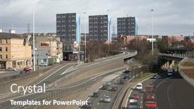  Presentation with anonymous invisible face in urban - Cool new slide set with urban motorway glasgow scotland backdrop and a gray colored foreground