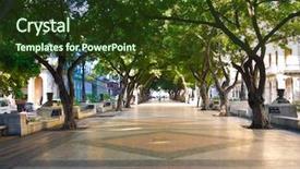  Presentation with urban - PPT layouts with urban park - boulevard of el prado background and a tawny brown colored foreground