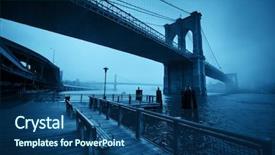  Presentation with brooklyn bridge - Slide set enhanced with urban park - brooklyn bridge in a foggy background and a  colored foreground