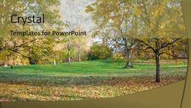  Presentation with fall season - Beautiful slide deck featuring urban park - fall autumn season backdrop and a  colored foreground
