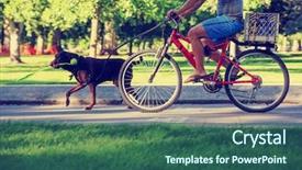  Presentation with filter - Presentation theme consisting of urban park - man riding his bicycle behind background and a ocean colored foreground