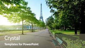  Presentation with eiffel tower - Cool new presentation theme with urban park - sunny morning and eiffel tower backdrop and a gray colored foreground