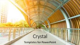  Presentation with pedestrian bridge - PPT layouts consisting of urban pedestrian overpass with modern background and a soft green colored foreground