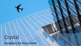  Presentation with urban buildings - Colorful PPT layouts enhanced with urban planing - image of a plane flying backdrop and a light blue colored foreground