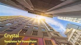  Presentation with jet plane - Presentation design with urban planing - jet plane flying over downtown background and a tawny brown colored foreground