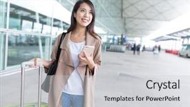  Presentation with simple japan hong kong - PPT layouts featuring urban planing - young asian woman travel background and a light gray colored foreground