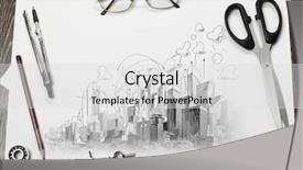  Presentation with hand tools - Colorful PPT theme enhanced with urban planning - architectural hand drawn project backdrop and a light gray colored foreground