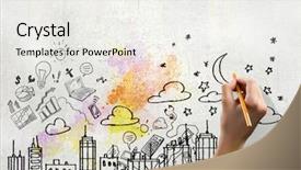  Presentation with city planning - Theme with urban planning - close up image of human background and a white colored foreground