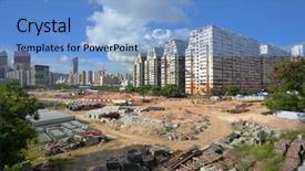  Presentation with city planning - Cool new slides with urban planning - construction site in city backdrop and a  colored foreground