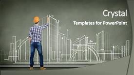  Presentation with project - Slide set featuring urban planning - image of man engineer background and a gray colored foreground