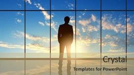  Presentation with orchestra silhouette - Audience pleasing slide set consisting of urban planning - silhouette of businessman against panoramic backdrop and a coral colored foreground