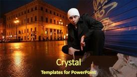  Presentation with urban - Slide deck having urban portrait of a young background and a wine colored foreground