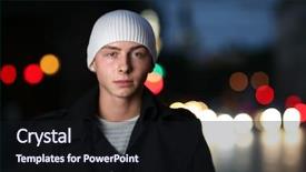  Presentation with hip hop - Colorful PPT layouts enhanced with urban portrait of a young backdrop and a wine colored foreground