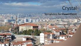  Presentation with old style - Cool new PPT layouts with urban renovation - aerial view of ulus ankara backdrop and a seafoam green colored foreground
