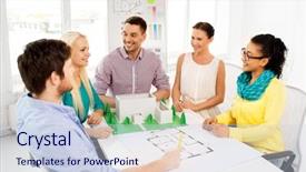  Presentation with renovation project - Audience pleasing slides consisting of urban renovation - architecture construction and people concept backdrop and a lemonade colored foreground