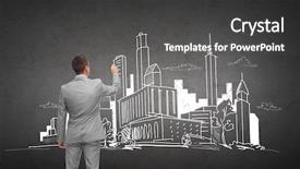  Presentation with drawing architecture - Audience pleasing slide set consisting of urban renovation - business people architecture and real backdrop and a dark gray colored foreground