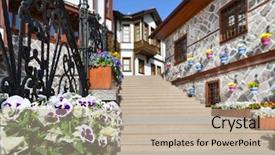  Presentation with old - PPT layouts featuring urban renovation - renovated old streets in hacibayram background and a mint green colored foreground