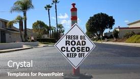  Presentation with road repair - Colorful presentation design enhanced with urban renovation - street repair fresh slurry backdrop and a gray colored foreground