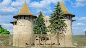  Presentation with moldavian - PPT layouts consisting of urban renovation - view of medieval fort background and a coral colored foreground