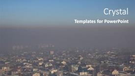  Presentation with smog - Presentation design having urban-residential-area-in-fog background and a teal colored foreground