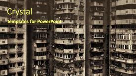  Presentation with urban buildings - Slide set consisting of urban residential buildings in chongqing china background and a tawny brown colored foreground