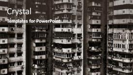 Presentation with urban buildings - PPT theme having urban-residential-buildings-in-chongqing background and a tawny brown colored foreground