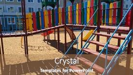  Presentation with condominium - Slide deck with urban-residential-infrastructure-without-people background and a coral colored foreground