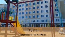  Presentation with condominium - Cool new PPT theme with urban-residential-infrastructure-without-people backdrop and a yellow colored foreground