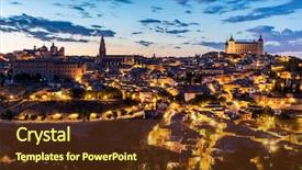  Presentation with dusk - Slide deck enhanced with urban river - toledo cityscape with alcazar background and a  colored foreground