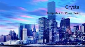  Presentation with new york - Amazing slide deck having urban river - view of new york city backdrop and a light blue colored foreground