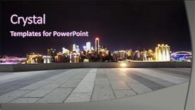  Presentation with skyline - Colorful presentation theme enhanced with urban roads - cityscape and skyline of chongqing backdrop and a wine colored foreground