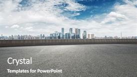  Presentation with asphalt road animtion - Presentation theme with urban roads - cityscape of chongqing from empty background and a gray colored foreground