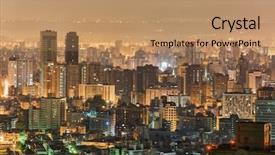  Presentation with apartments - Amazing presentation theme having urban scenery with skyscrapers and apartments in night taipei taiwan backdrop and a coral colored foreground