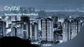  Presentation with apartments - Amazing slide deck having urban scenery with skyscrapers and apartments in night taipei taiwan backdrop and a ocean colored foreground