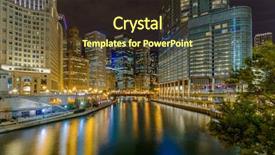  Presentation with chicago skyline - Audience pleasing slide deck consisting of urban skyscrapers at night backdrop and a tawny brown colored foreground