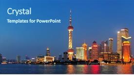  Presentation with shanghai - Cool new slide set with urban skyscrapers in shanghai backdrop and a ocean colored foreground