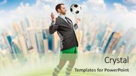  Presentation with businessman loses - Slides featuring urban soccer - businessman in sportwear background and a soft green colored foreground