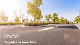  Presentation with urban - PPT theme enhanced with urban space - outdoor parking road background and a gray colored foreground