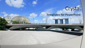  Presentation with singapore - Theme consisting of urban space - singapore business district with empty background and a light blue colored foreground